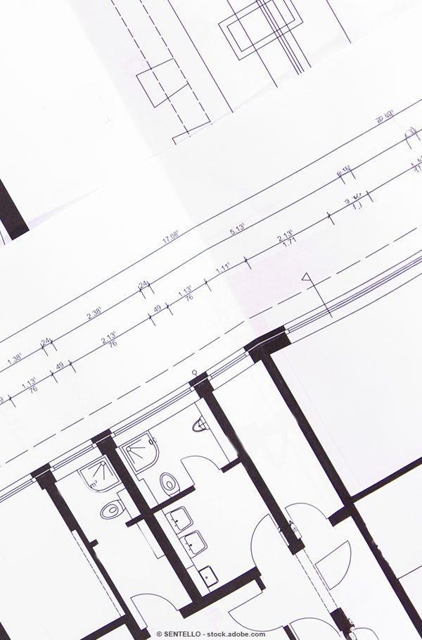 Roter Rauchmelder mit Gebäudegrundriss Teil 2